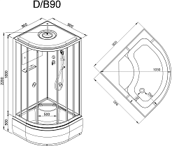 DTO Душевая кабина B90S с LED подсветкой – фотография-17